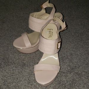 Pink platform two strap heels